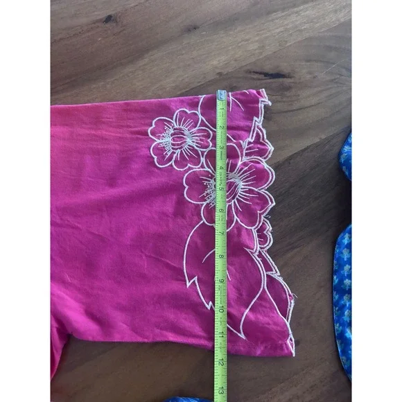 Anthropologie Eloise Floral Embroidered Kimono Robe Dress M/L Pink Boho Lounge - Picture 8 of 11